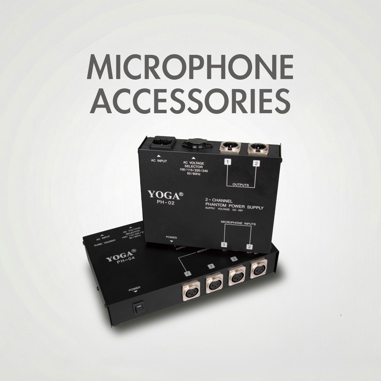 Alimentación fantasma/ Soporte de mesa/ Accesorios para soportes de micrófono.